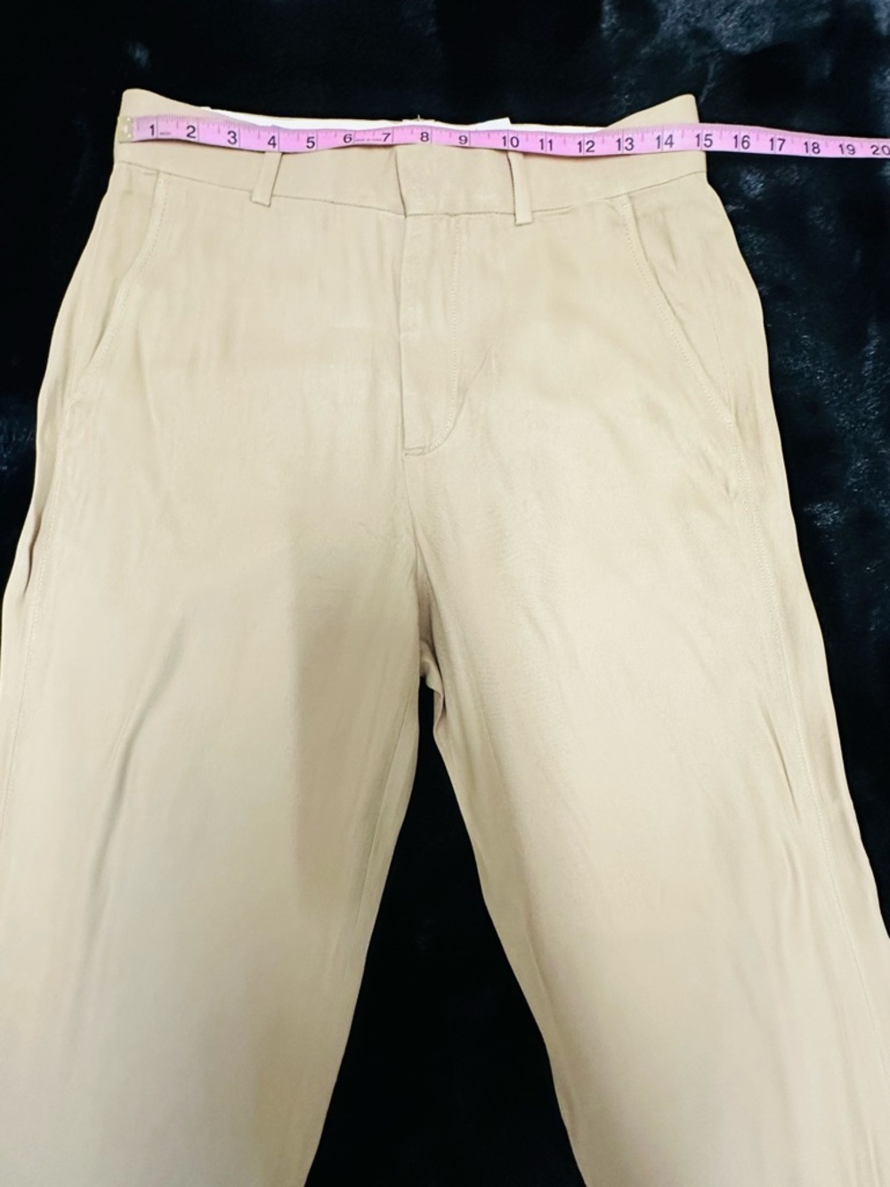 Zara Khaki Beige Wide Leg Trousers High Rise Straight Pants Size Small - Picture 3 of 13